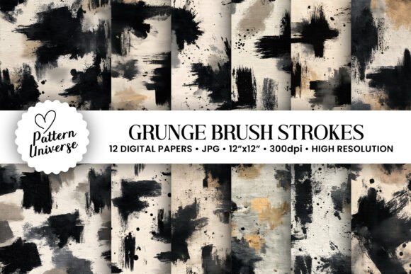 Download Grunge Brush Strokes Digital Papers - Grunge Collection